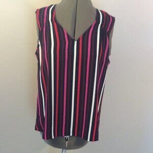 V-neck flowy Vertical Stripe Top